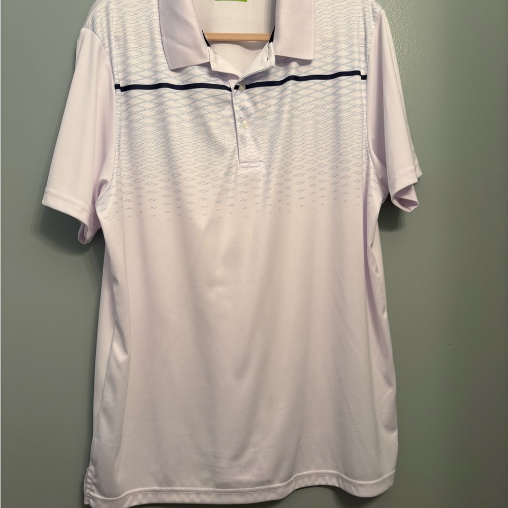 PGA Tour White Polo Shirt with Navy Accents